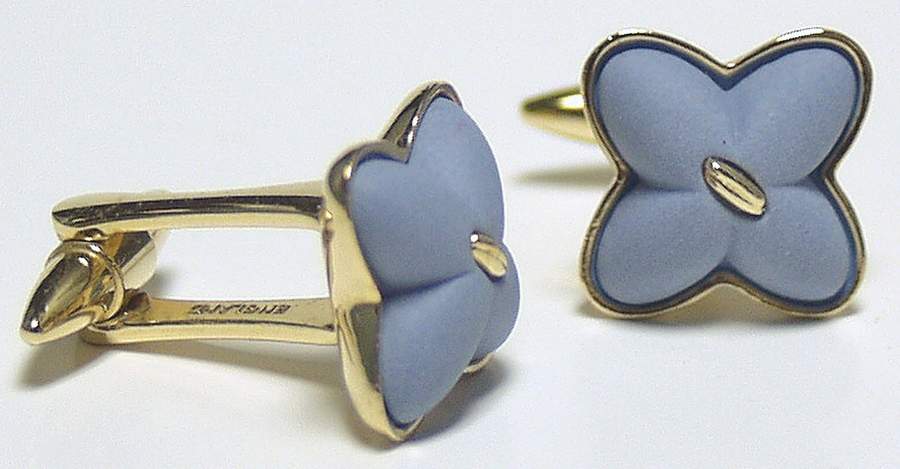Jasperware Jewelry Flower Shape Cuff Link (Pair) by Wedgwood-1