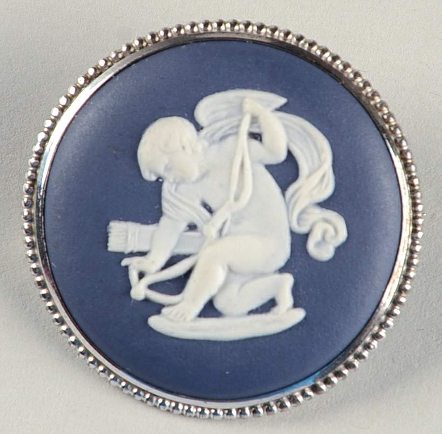 Jasperware Jewelry Silverplate Brooch by Wedgwood-1