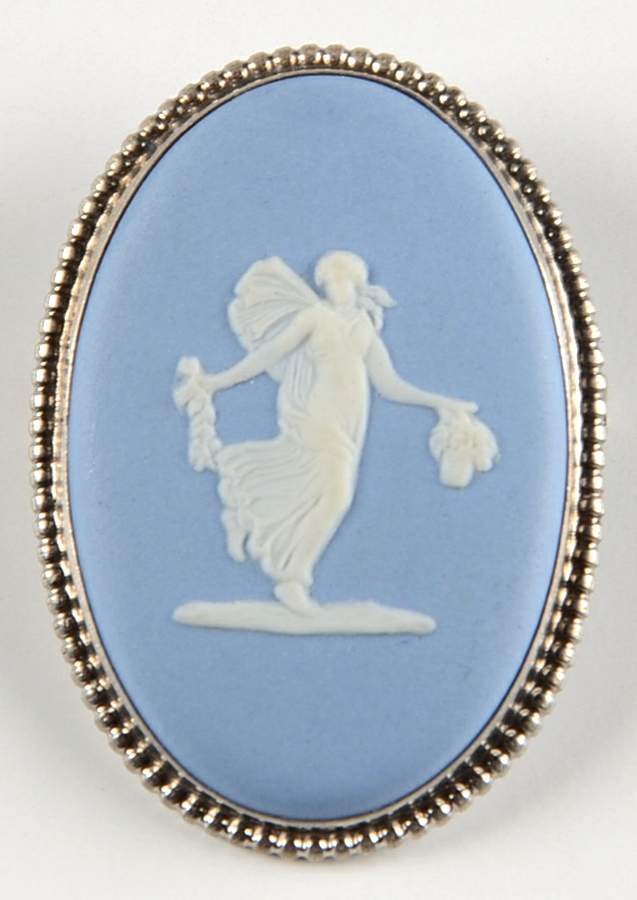 Jasperware Jewelry Silverplate Brooch by Wedgwood-1