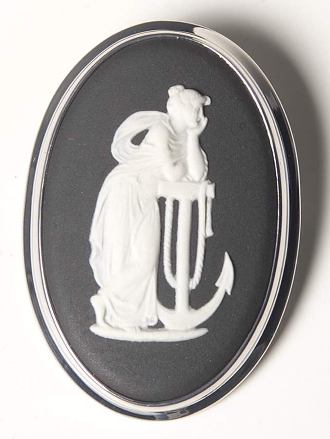 Jasperware Jewelry Rhodium Brooch by Wedgwood-1