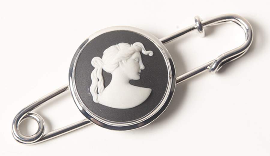 Jasperware Jewelry Rhodium Brooch by Wedgwood-1