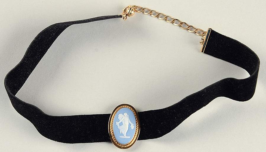 Jasperware Jewelry Choker Necklace with Gold Charm by Wedgwood-1