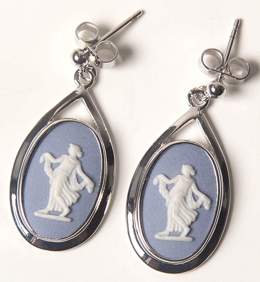 Jasperware Jewelry (Pair) Rhodium Earring by Wedgwood-1
