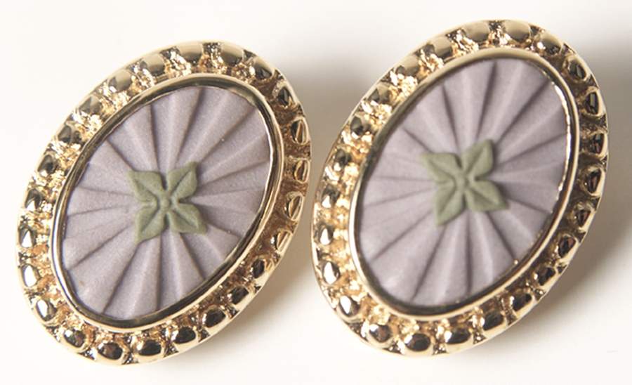 Jasperware Jewelry (Pair) Goldplate Earrings by Wedgwood-1