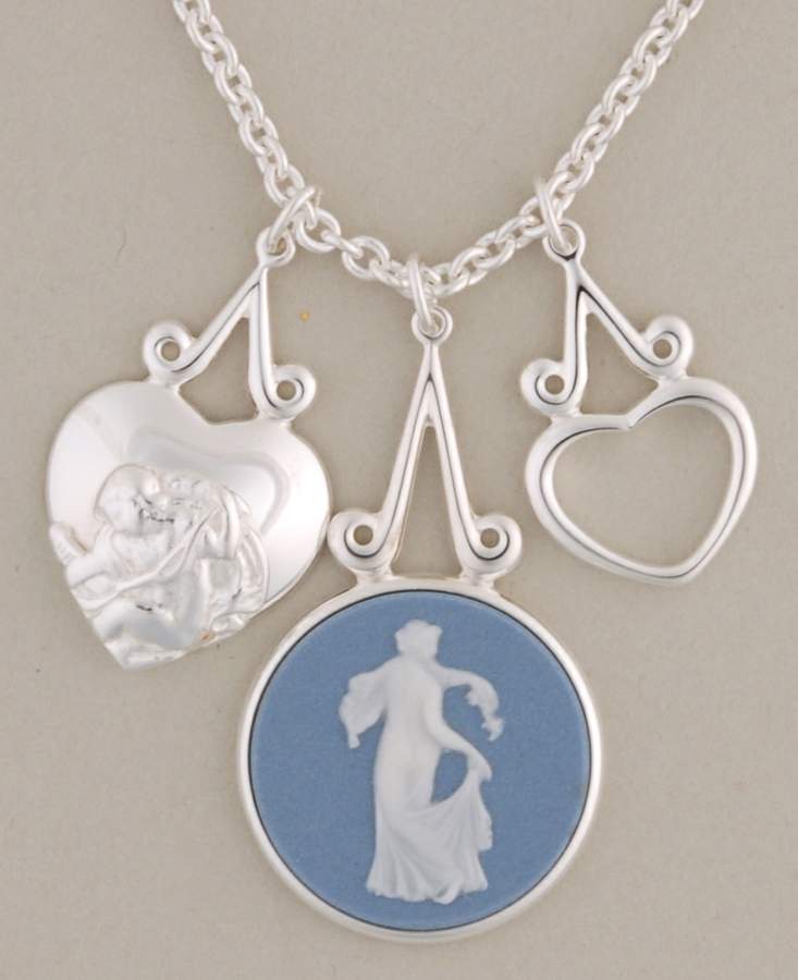 Jasperware Jewelry Jasperware Round Silverplate Girl Muse Necklace by Wedgwood-1