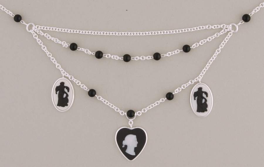 Jasperware Jewelry Jasperware Heart Silverplate Head Muse Necklace by Wedgwood-1