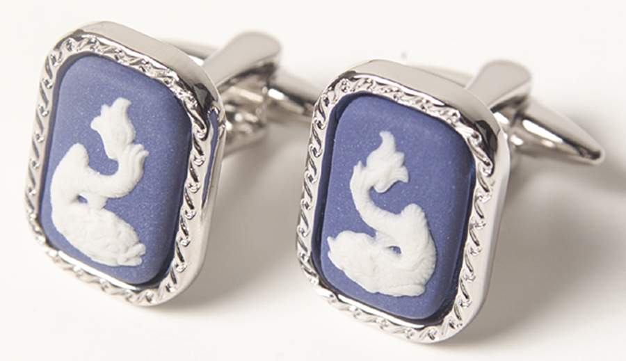 Jasperware Jewelry (Pair) Rhodium Cuff Links by Wedgwood-1