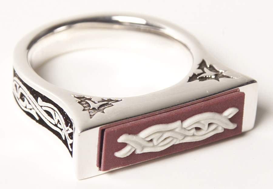 Jasperware Jewelry (Size 8 1/2) Sterling Ring by Wedgwood-1