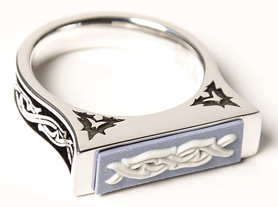 Jasperware Jewelry (Size 10) Sterling Ring by Wedgwood-1