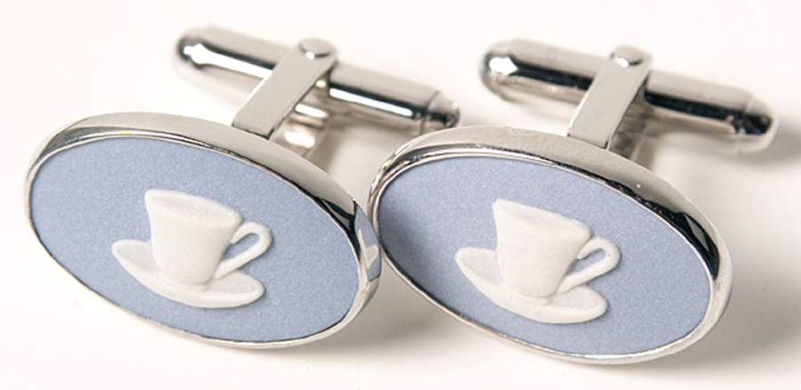 Jasperware Jewelry (Pair) Rhodium Cuff Links by Wedgwood-1