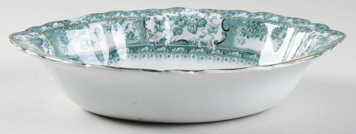 Phoebe Blue Green (Gold Accents, Gold Trim) 8" Oval Vegetable Bowl by Wedgwood-1
