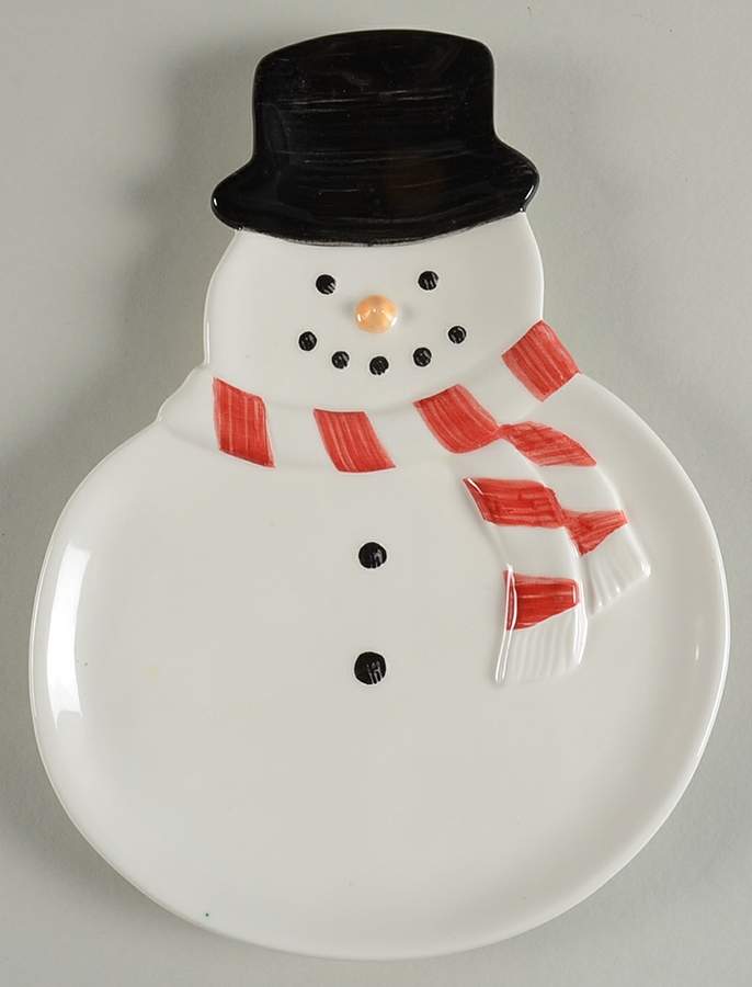 Holiday Snowman Sculptured Dessert Plate by Williams-Sonoma-1