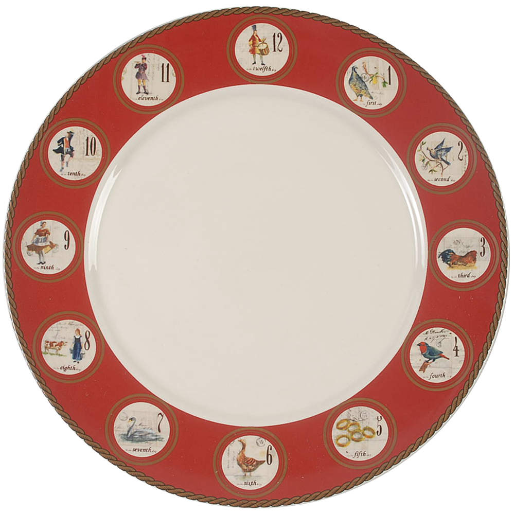 12 Days of Christmas (Black Numbers, Rim Shape) Dinner Plate by Williams-Sonoma-1
