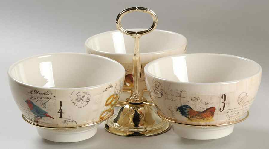 12 Days of Christmas (Black Numbers, Rim Shape) 7" x 12" 3-Part Relish & Metal Stand (CERC) HC by Williams-Sonoma-1