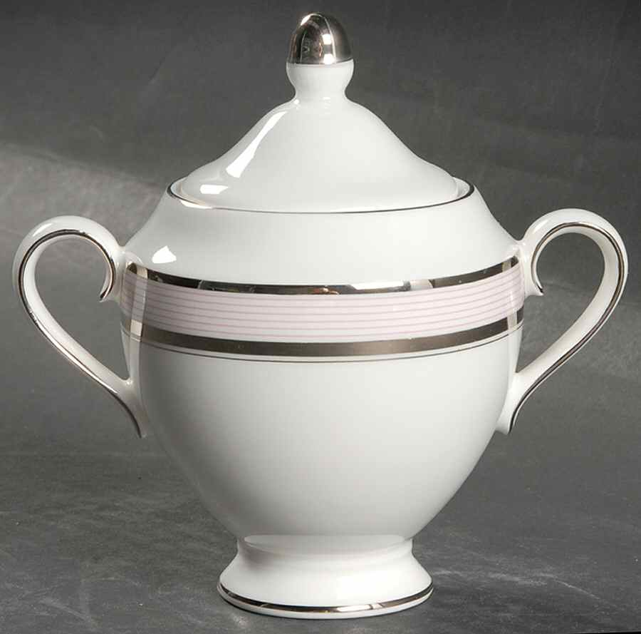 Ribbon Stripe Rose Sugar Bowl & Lid by Wedgwood-1