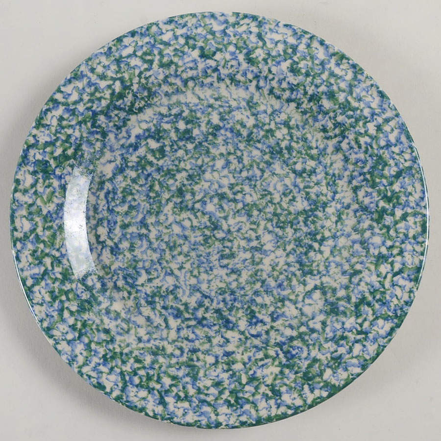 Blue Green Spongeware Dinner Plate by Workshop Gerald Henn-1