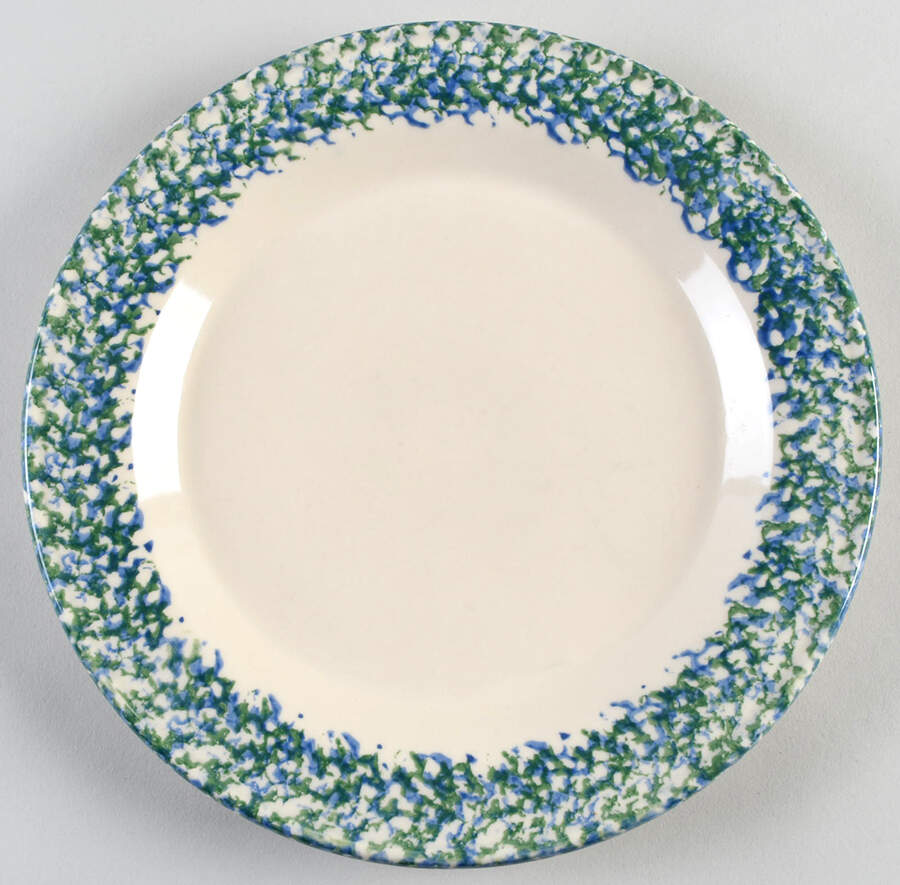 Blue Green Spongeware Dinner Plate by Workshop Gerald Henn-1