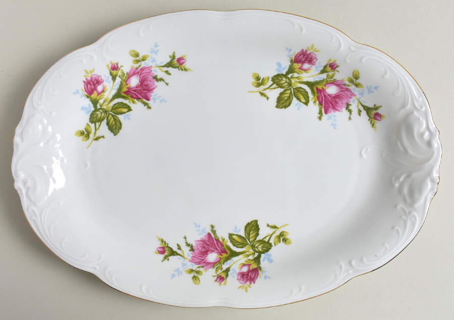 Pompadour Rose 13" Oval Serving Platter by Wawel-1