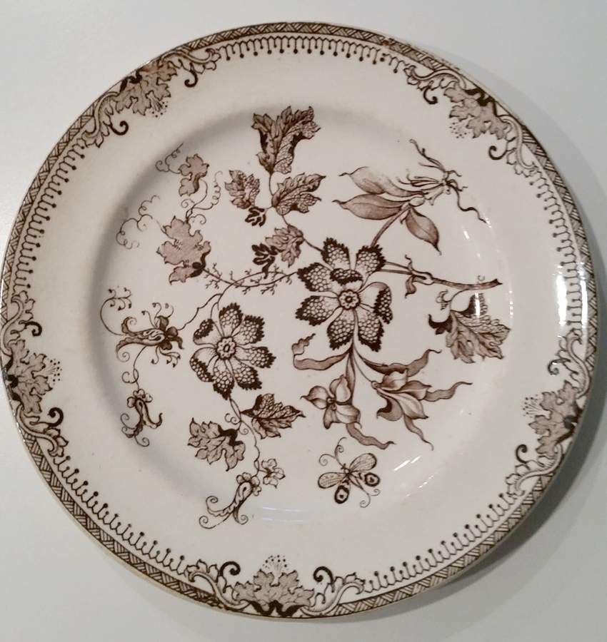 Chinese Plant Brown Salad Plate by J F Wileman-1
