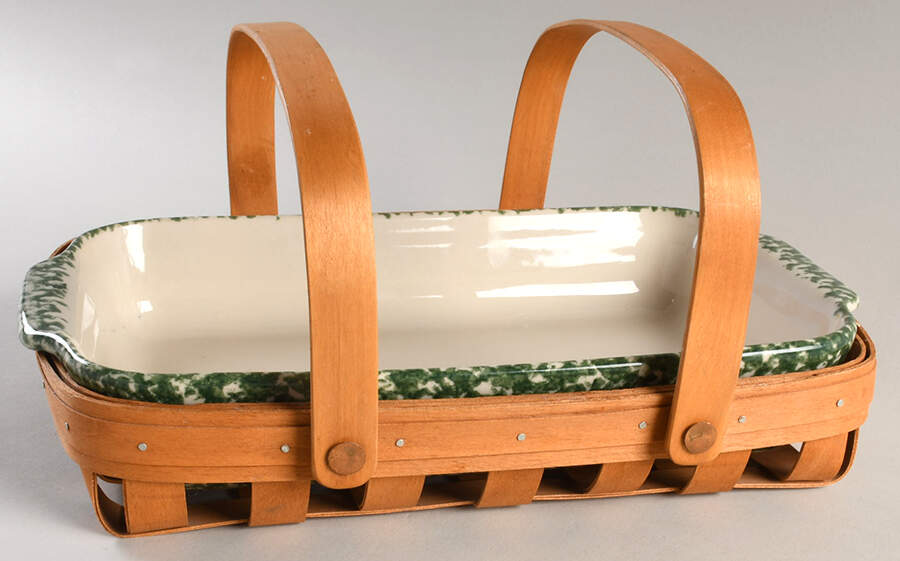 Green Sponge 13" Rectangular Baker & Wood Basket by Workshop Gerald Henn-1