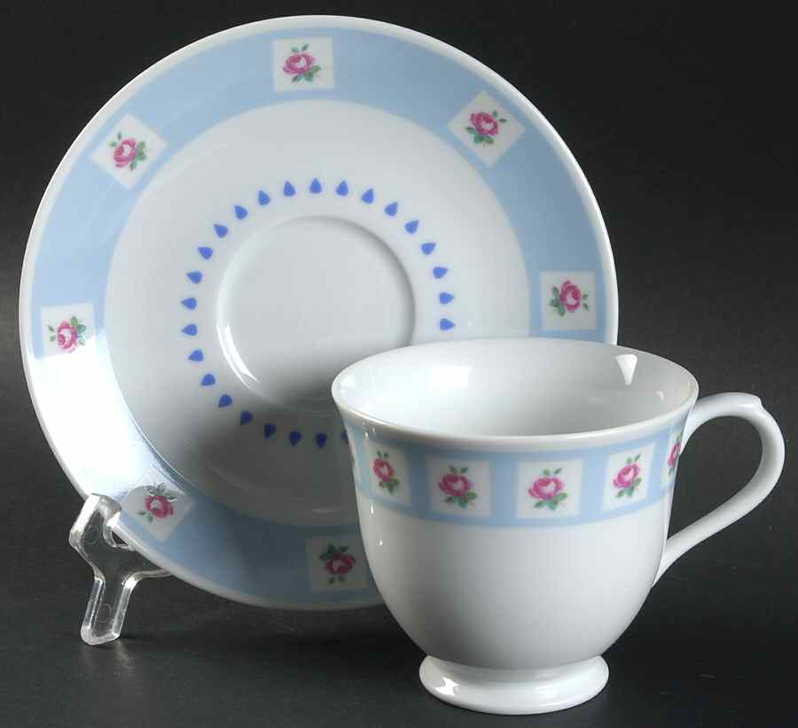 English Rose Footed Cup & Saucer Set by Whittard of Chelsea-1