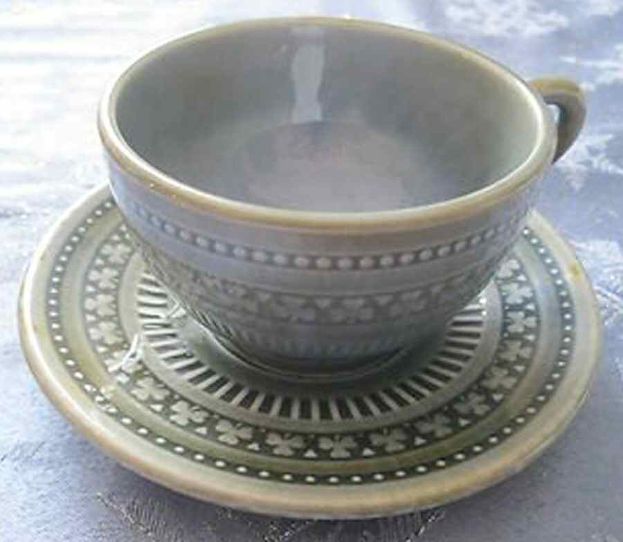 Shamrock Flat Cup & Saucer Set by Wade (Ireland)-1