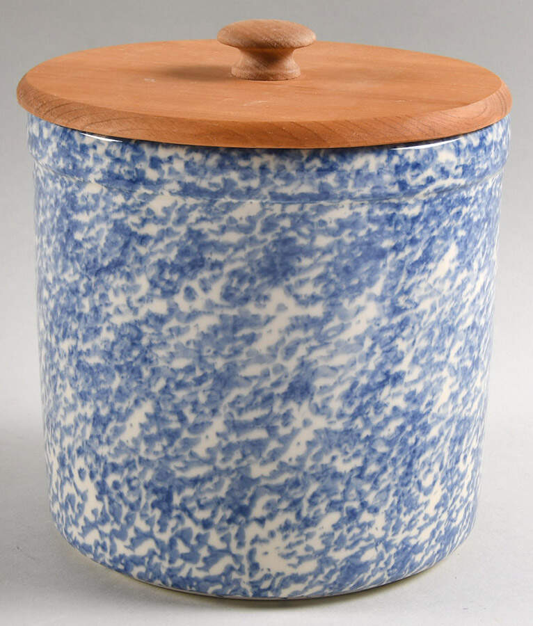 Blue Sponge Large Canister & Wood Lid by Workshop Gerald Henn-1