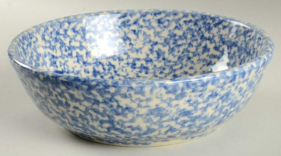 Blue Sponge 9" Round Vegetable Bowl by Workshop Gerald Henn-1