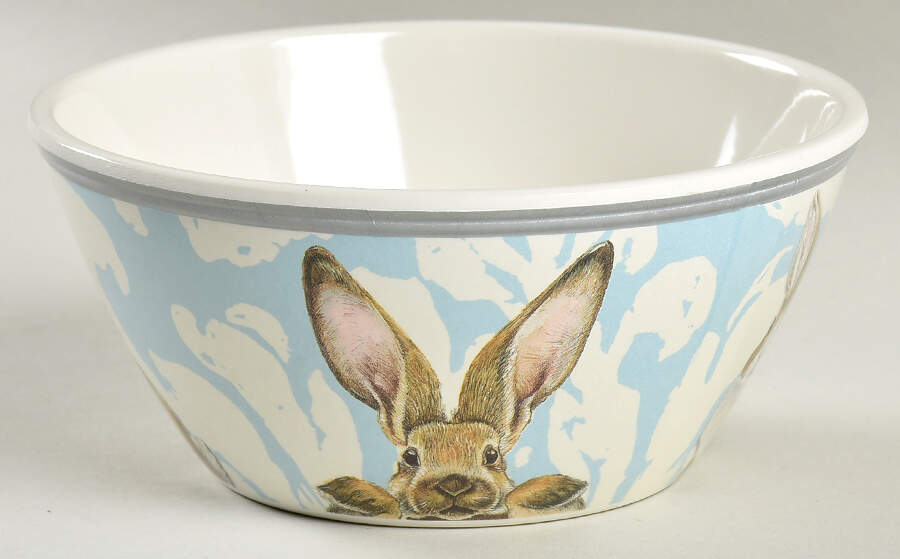 Damask Easter Bunny Melmac/Melamine Child's Bowl by Williams-Sonoma-1