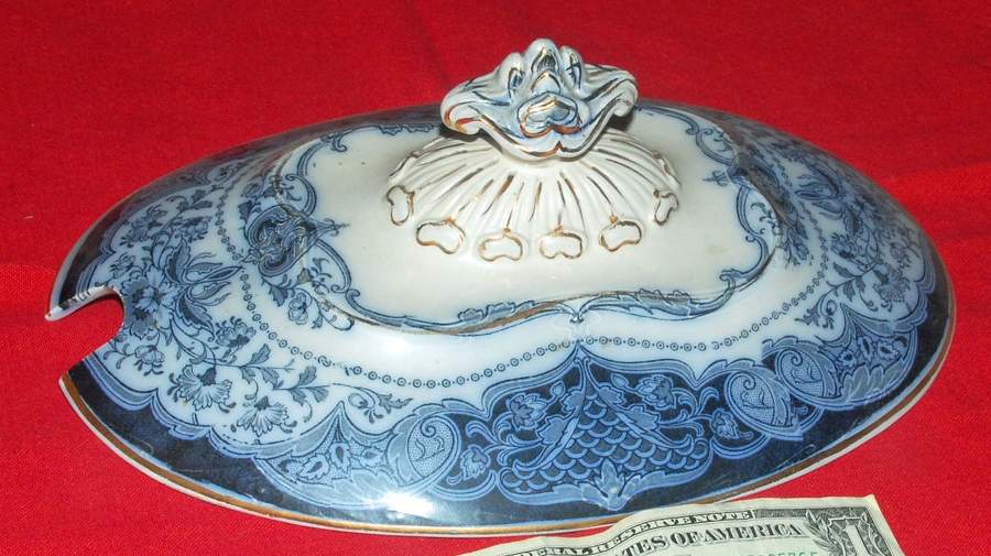 Welbeck (Blue-Gold Trim) Lid for Tureen by JH Weatherby-1