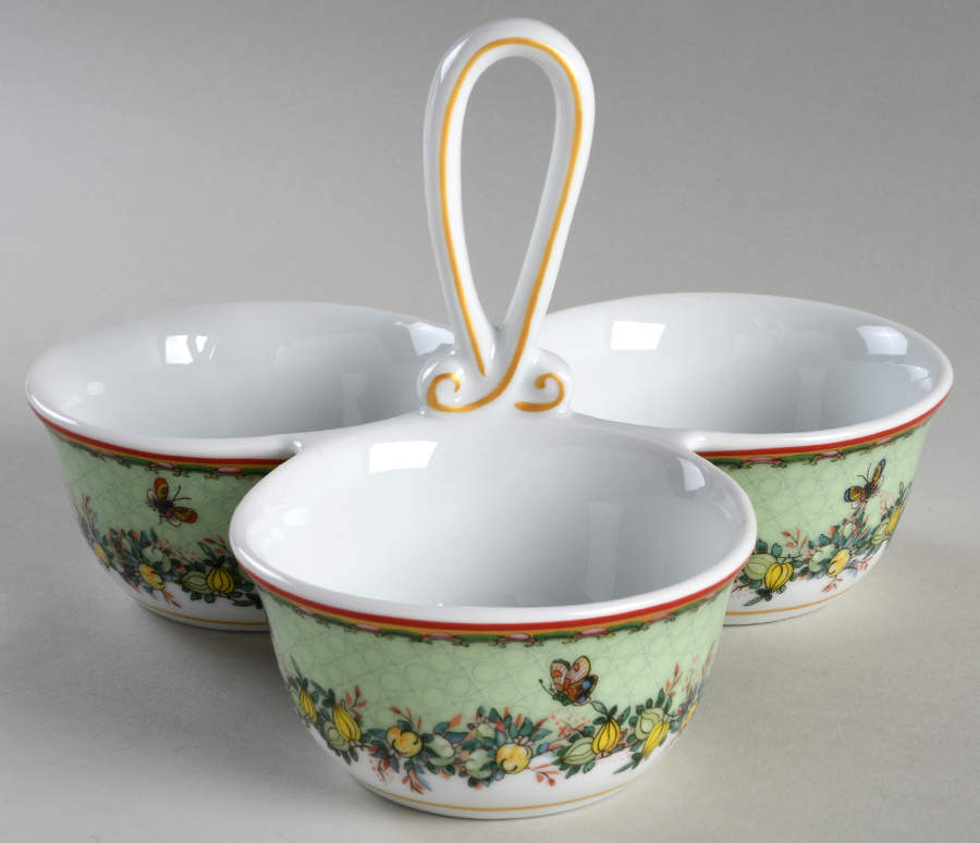 Famille Rose 3 Part Condiment Server W/Center Handle by Williams-Sonoma-1