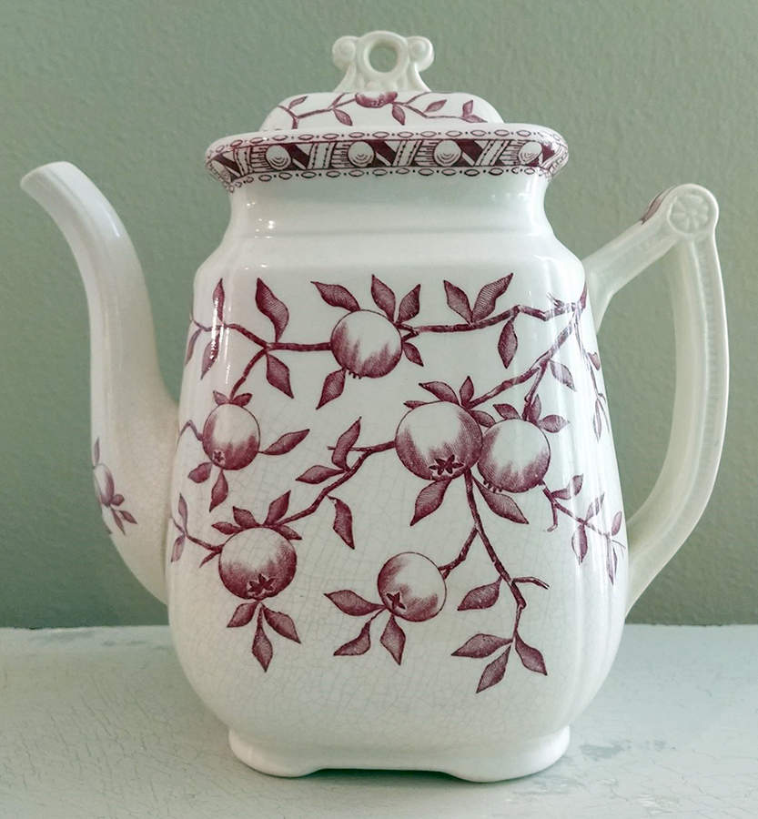 Pippin Pink Coffee Pot & Lid by J F Wileman-1