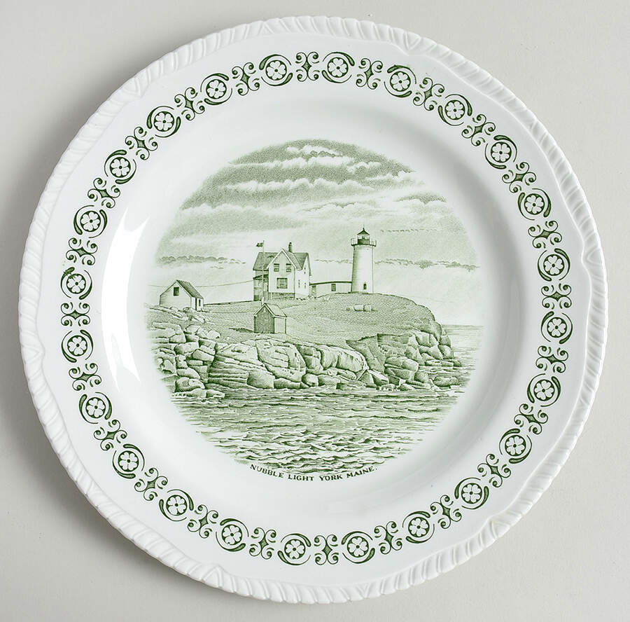 New England Green Dinner Plate by Wood & Sons-1
