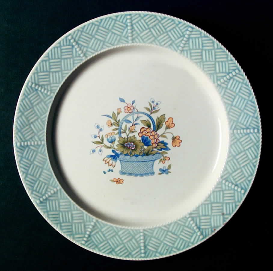 Bouquet Basket Blue Dinner Plate by Yamaka-1
