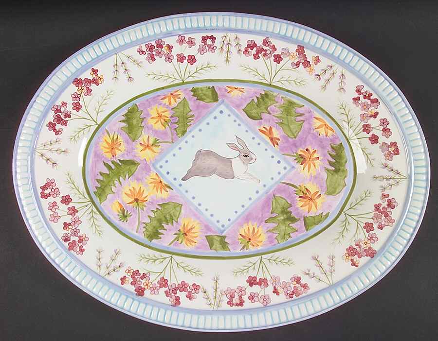 Meadow Bunny 18" Oval Serving Platter by Zrike-1
