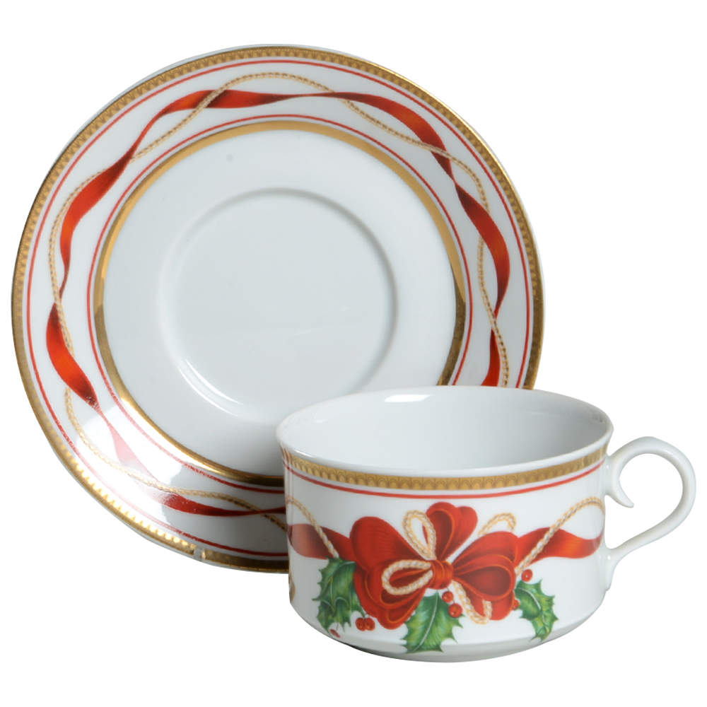 Holiday Splendour Flat Cup & Saucer Set by Zrike-1