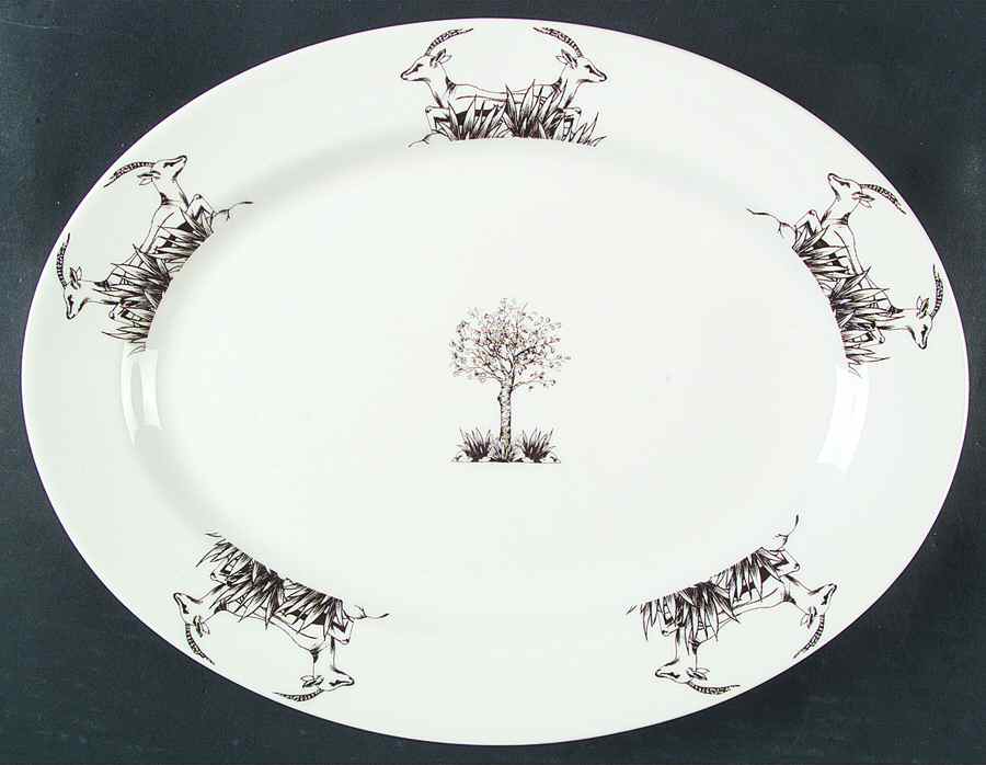 Safari Animal Toile 14" Oval Serving Platter by Zrike-1