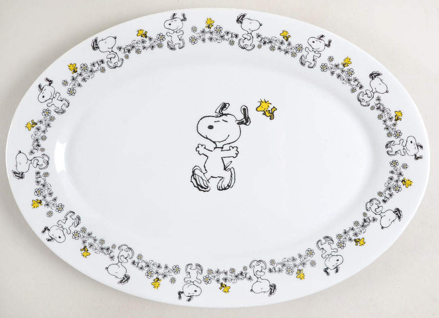 Peanuts Floral 14" Oval Serving Platter by Zrike-1