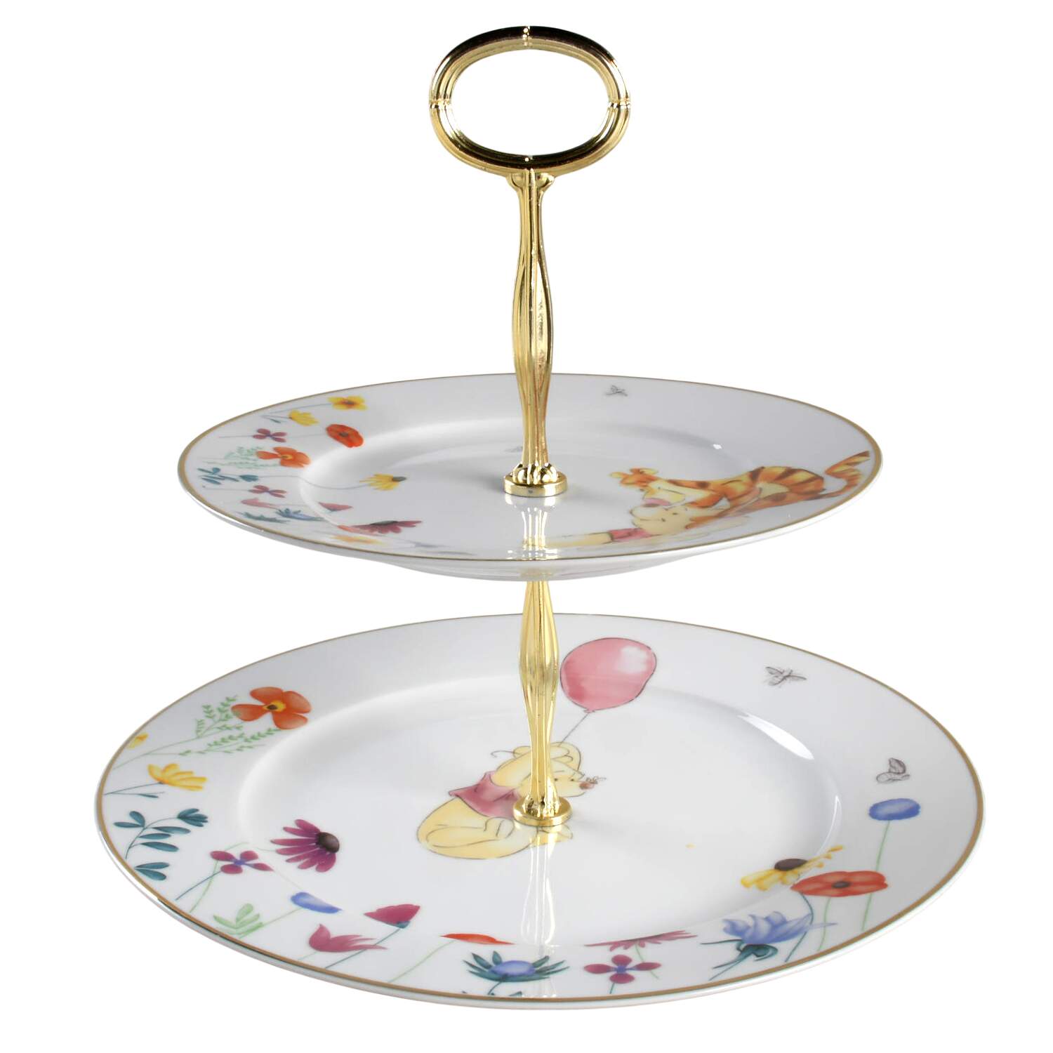 Winnie the Pooh Golden Flowers 6 5/8"-10"  2 Tiered Serving Tray (Dp, Sp) HC by Zrike-1