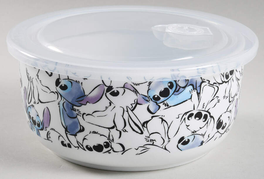 Stitch 32 Oz Round Plastic Microwave Bowl w/Vent Lid by Zrike-1