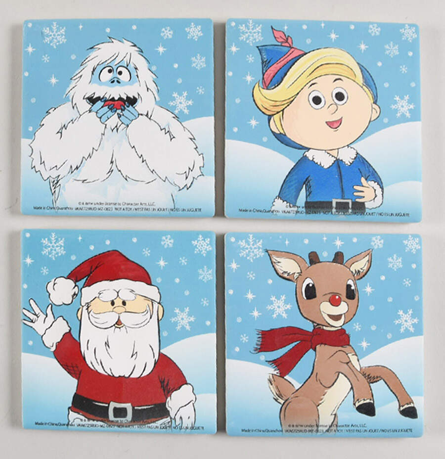 Rudolph Christmas Square Corkback Coaster - Set of 4 Motifs by Zrike-1