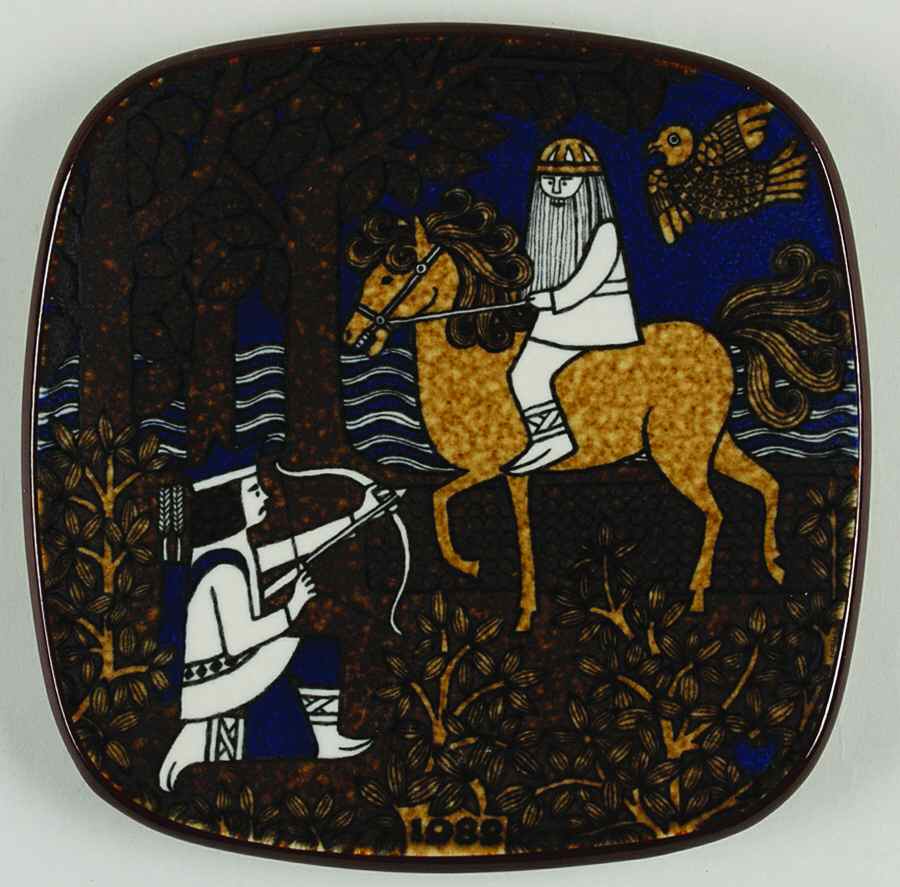 Kalevala Annual Plate Joukahainen Shoots The Horse - No Box by Arabia of Finland-1