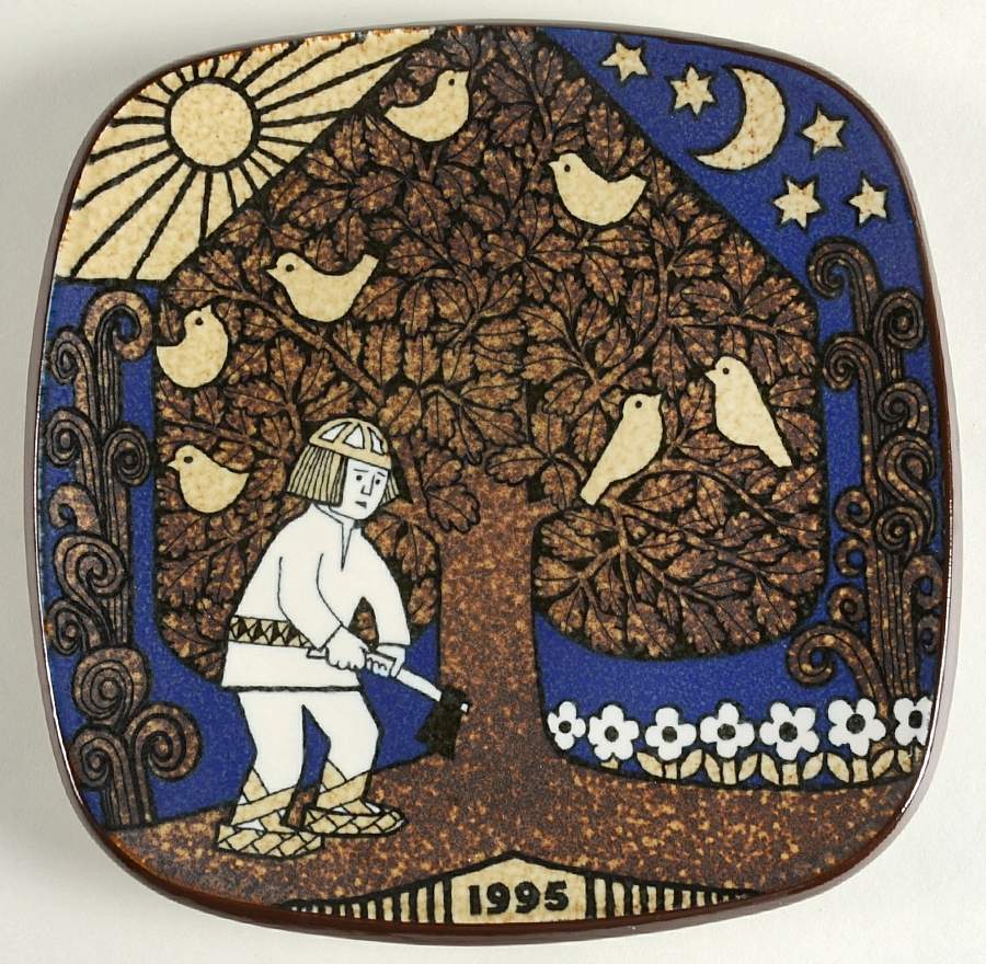 Kalevala Annual Plate Lumberjack Sampsa Pellervoinen - No Box by Arabia of Finland-1