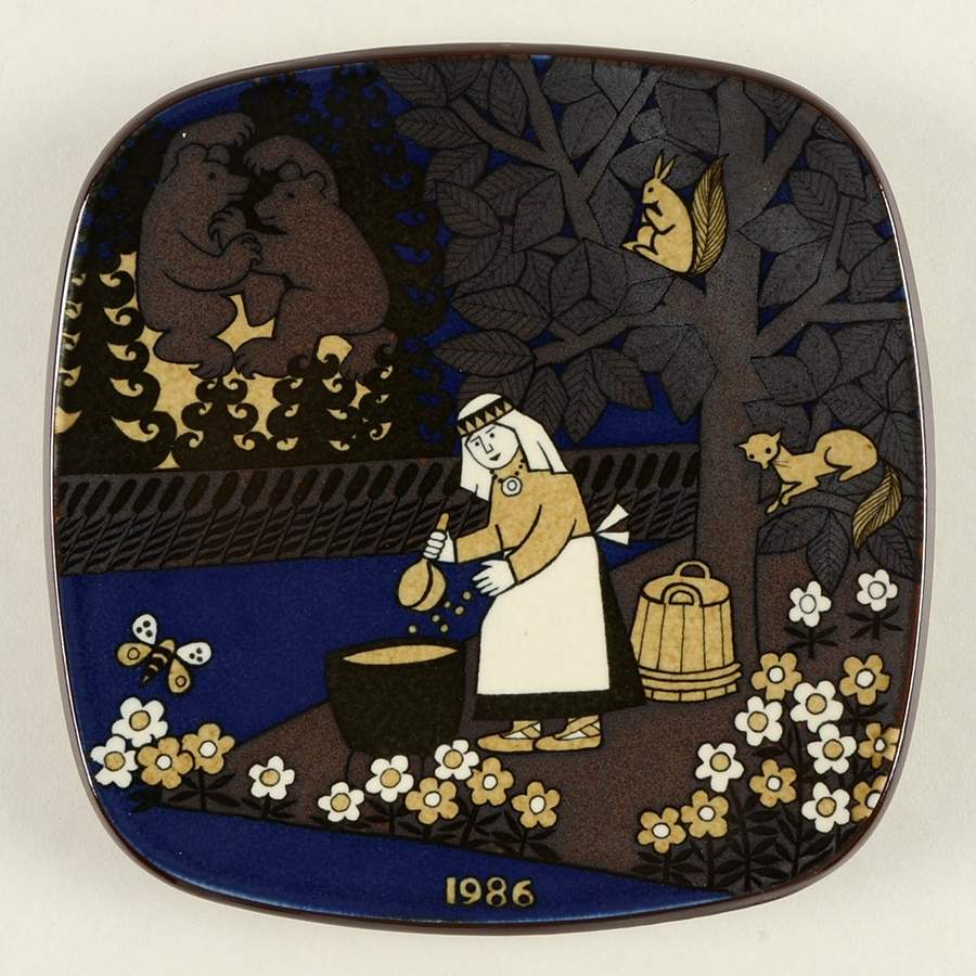 Kalevala Annual Plate Cooked Barley Beer - No Box by Arabia of Finland-1
