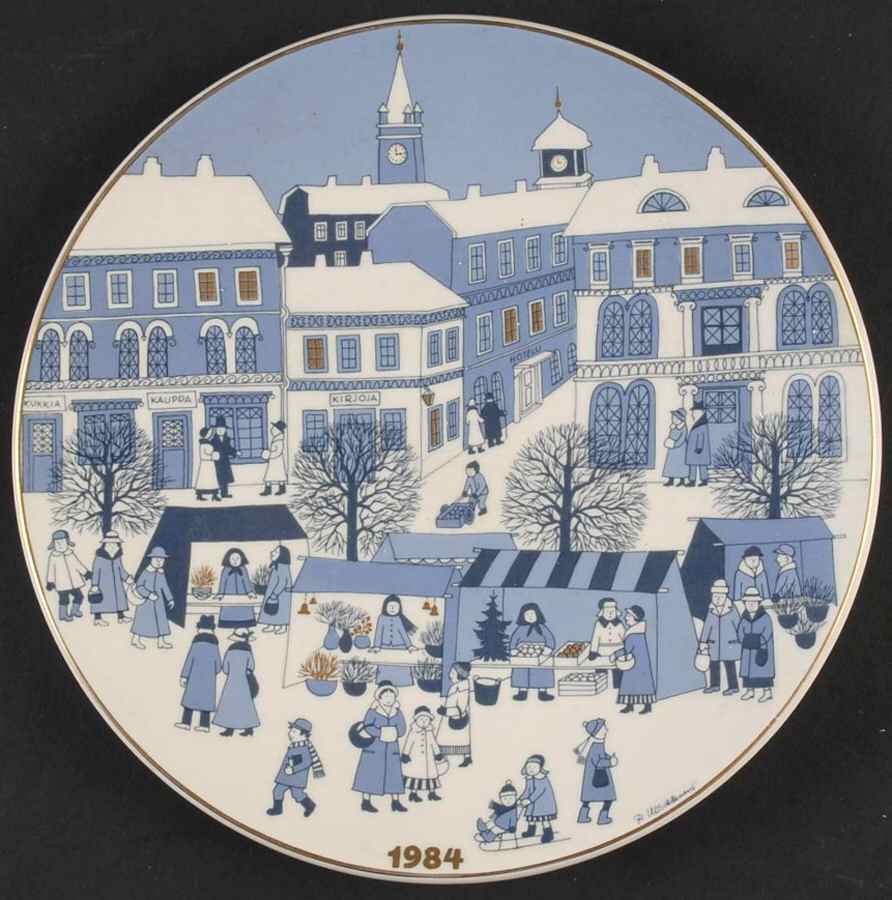 Arabia Christmas Plate Market Place - No Box by Arabia of Finland-1