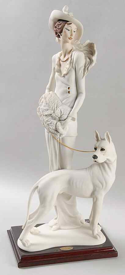 People with Animals-Birds Lady With Great Dane - With Box by Armani-1