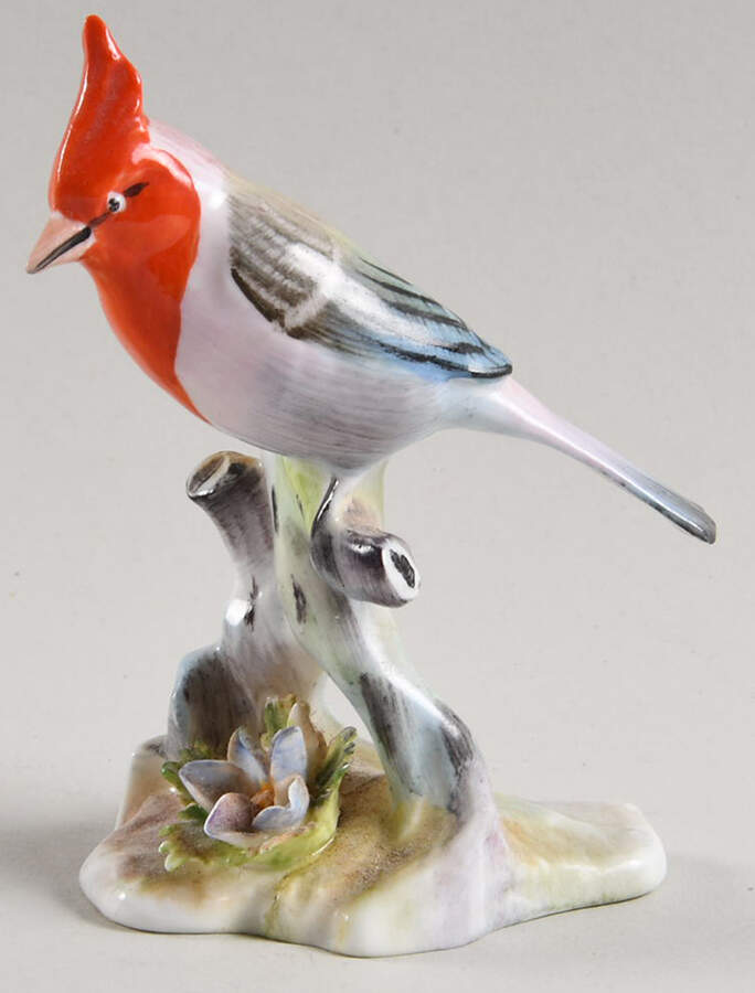 Bird Figurines-Royal Adderley Red Crested Cardinal Small - Boxed by Adderley-1