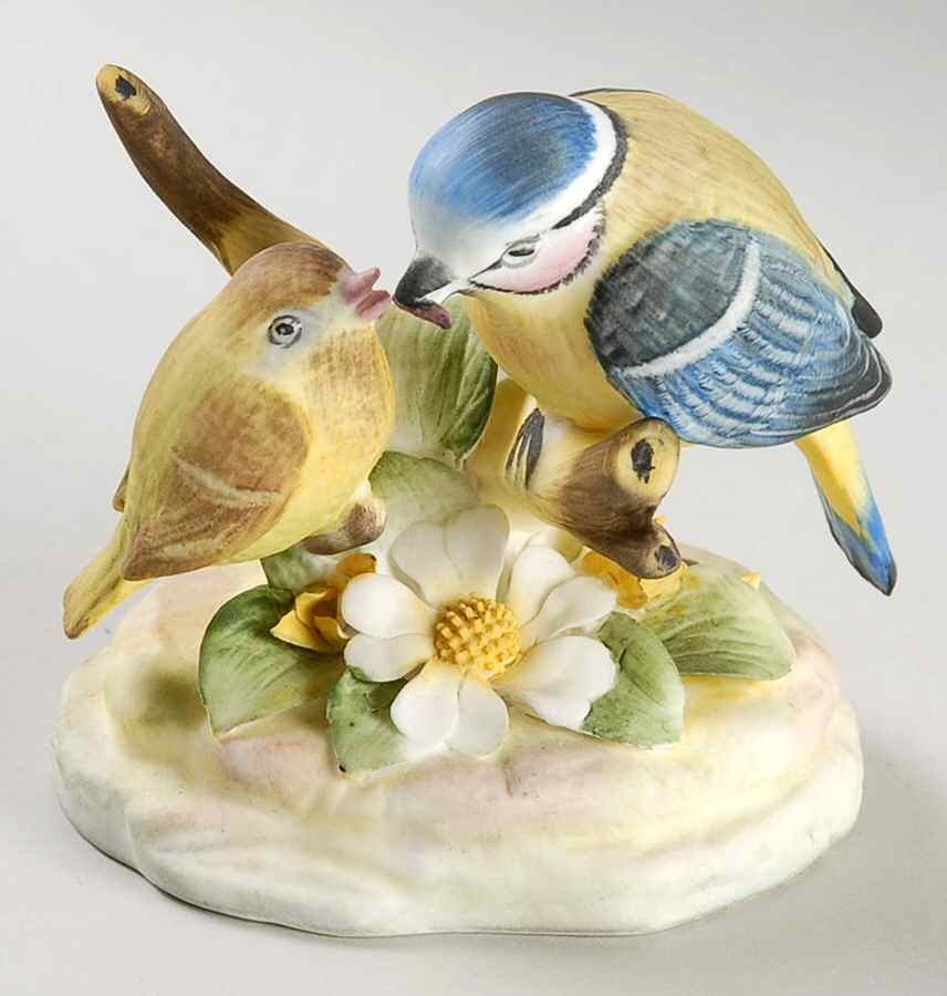Bird Figurines-Royal Adderley Blue Tit & Young - Boxed by Adderley-1