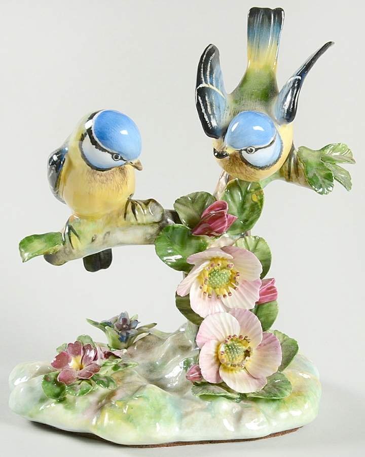 Bird Figurines-Royal Adderley Blue Tit(Two) Style One - Boxed by Adderley-1