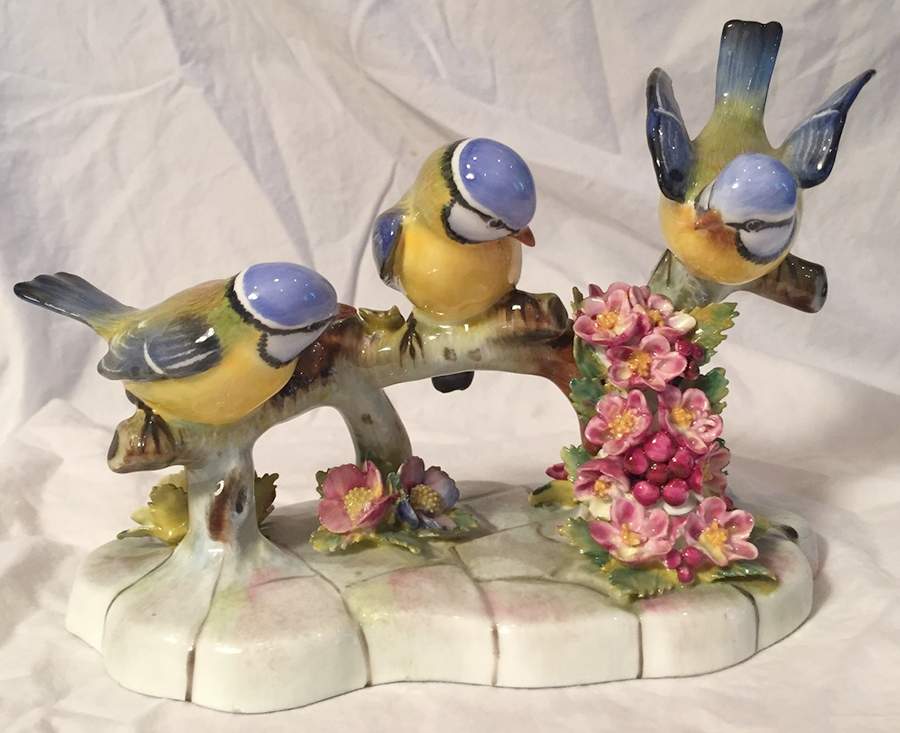 Bird Figurines-Royal Adderley Blue Tit(Three) Style Two - Boxed by Adderley-1